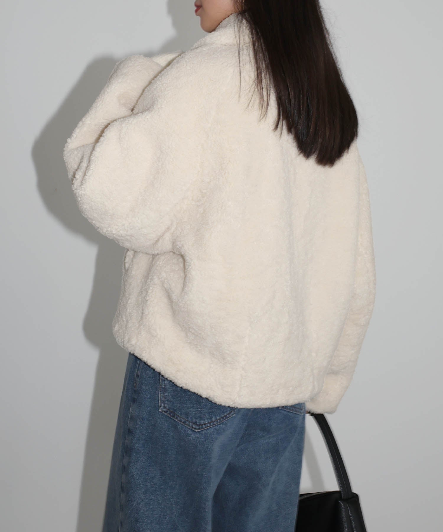 アンドミー andme ショート丈 テディベア ボア コート （アイボリー） アイボリー