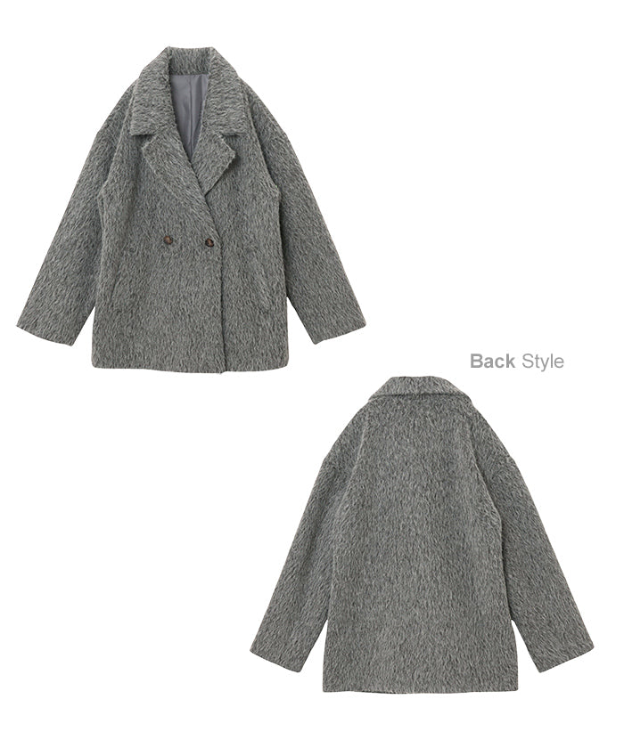 アンドミー andme シャギー 起毛 ミドル丈 ジャケット コート （キャメル） キャメル