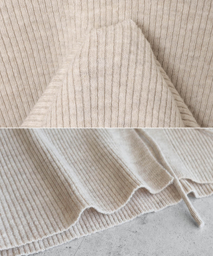 アンドミー andme レースアップ リボン 2way リブ ニット トップス （レッド） レッド