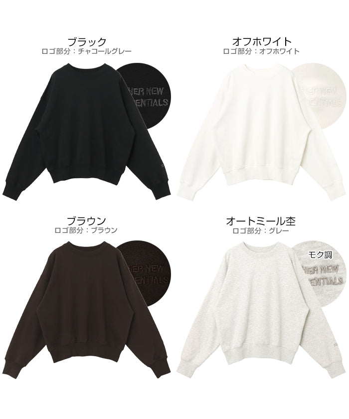 アンドミー andme ワンポイント 袖 ロゴ刺繍 スウェット トップス （オートミール杢） オートミール杢