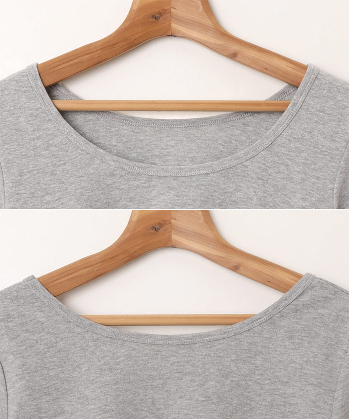 アンドミー andme ショート丈 2way 長袖 Tシャツ （杢グレー） 杢グレー