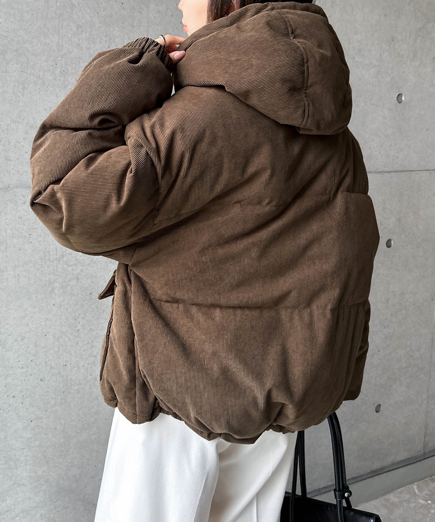 アンドミー andme 細コーデュロイ 中綿 ダウン ジャケット （ブラウン） ブラウン