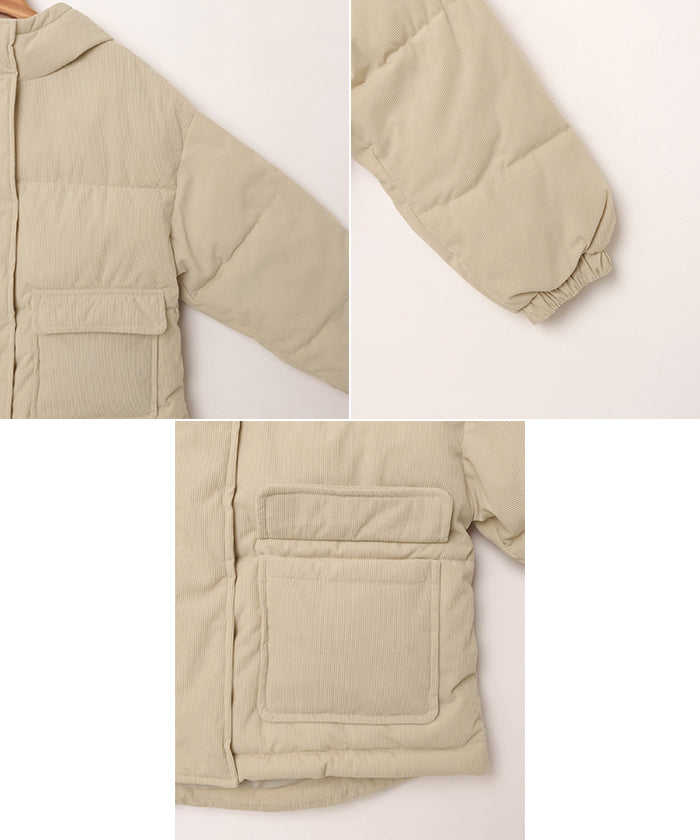 アンドミー andme 細コーデュロイ 中綿 ダウン ジャケット （ブラウン） ブラウン