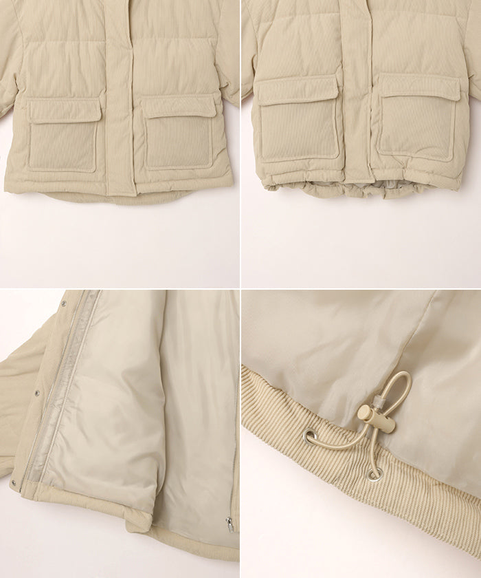 アンドミー andme 細コーデュロイ 中綿 ダウン ジャケット （ブラウン） ブラウン