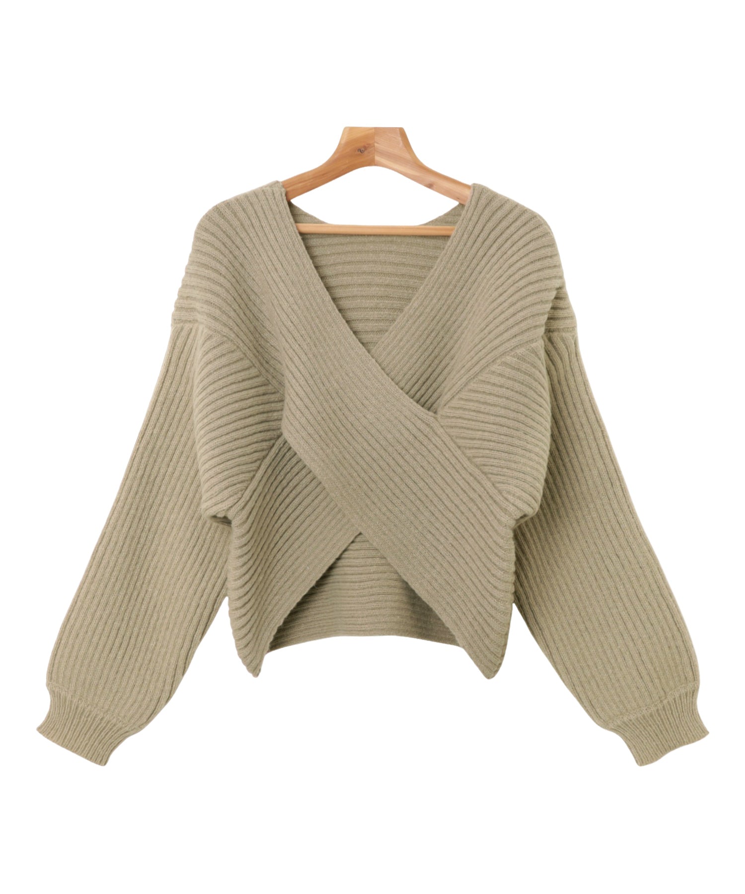 アンドミー andme クロスデザイン 2way リブ ニット トップス （グレージュ） グレージュ