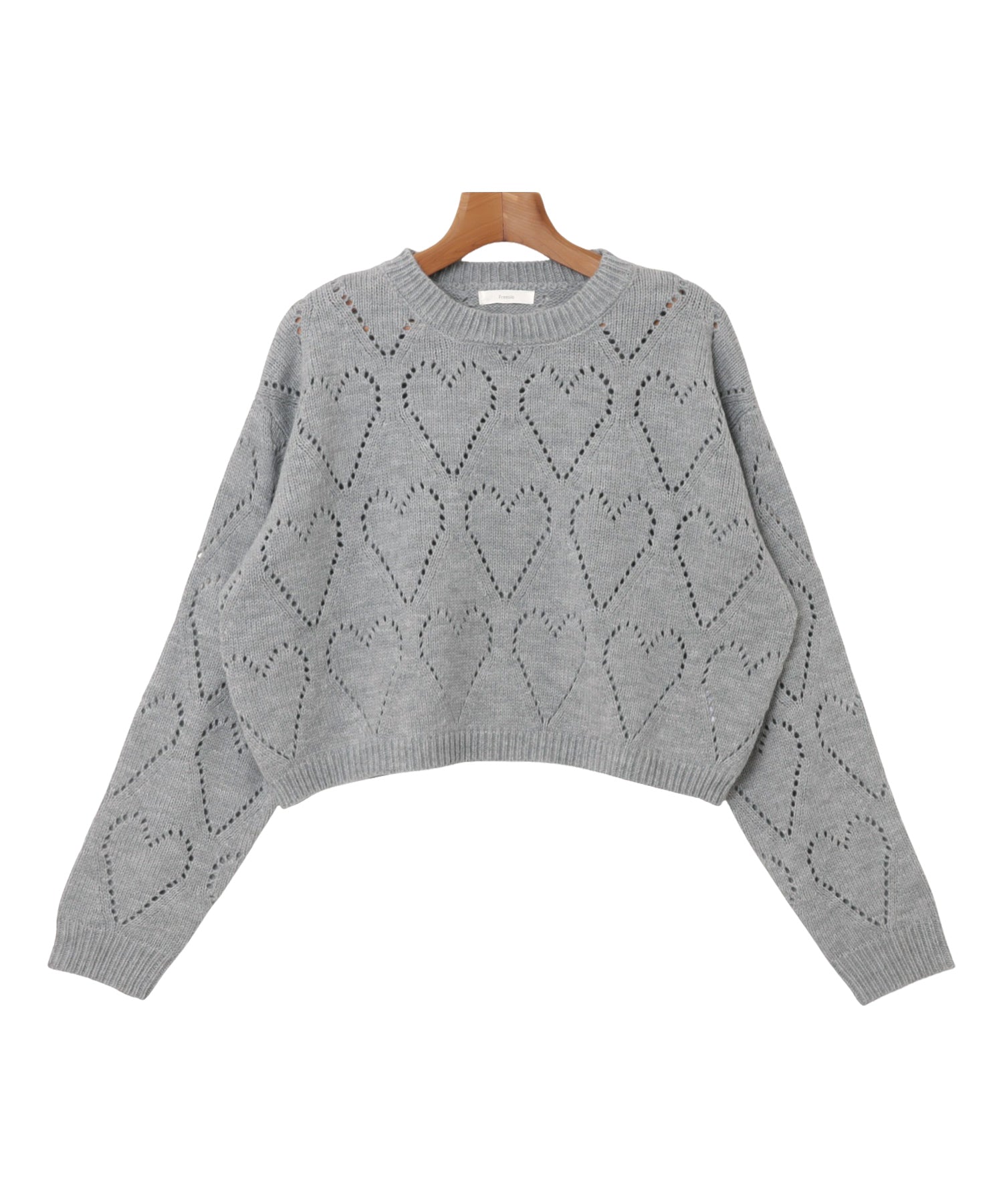 アンドミー andme ショート丈 ハート アイレット ニット トップス （杢グレー） 杢グレー