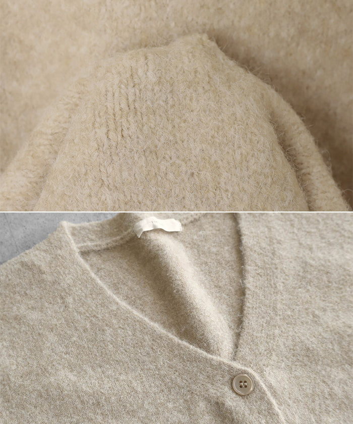 アンドミー andme 同色 ストール付き リボン 刺繍 ニット カーディガン （ベージュ） ベージュ