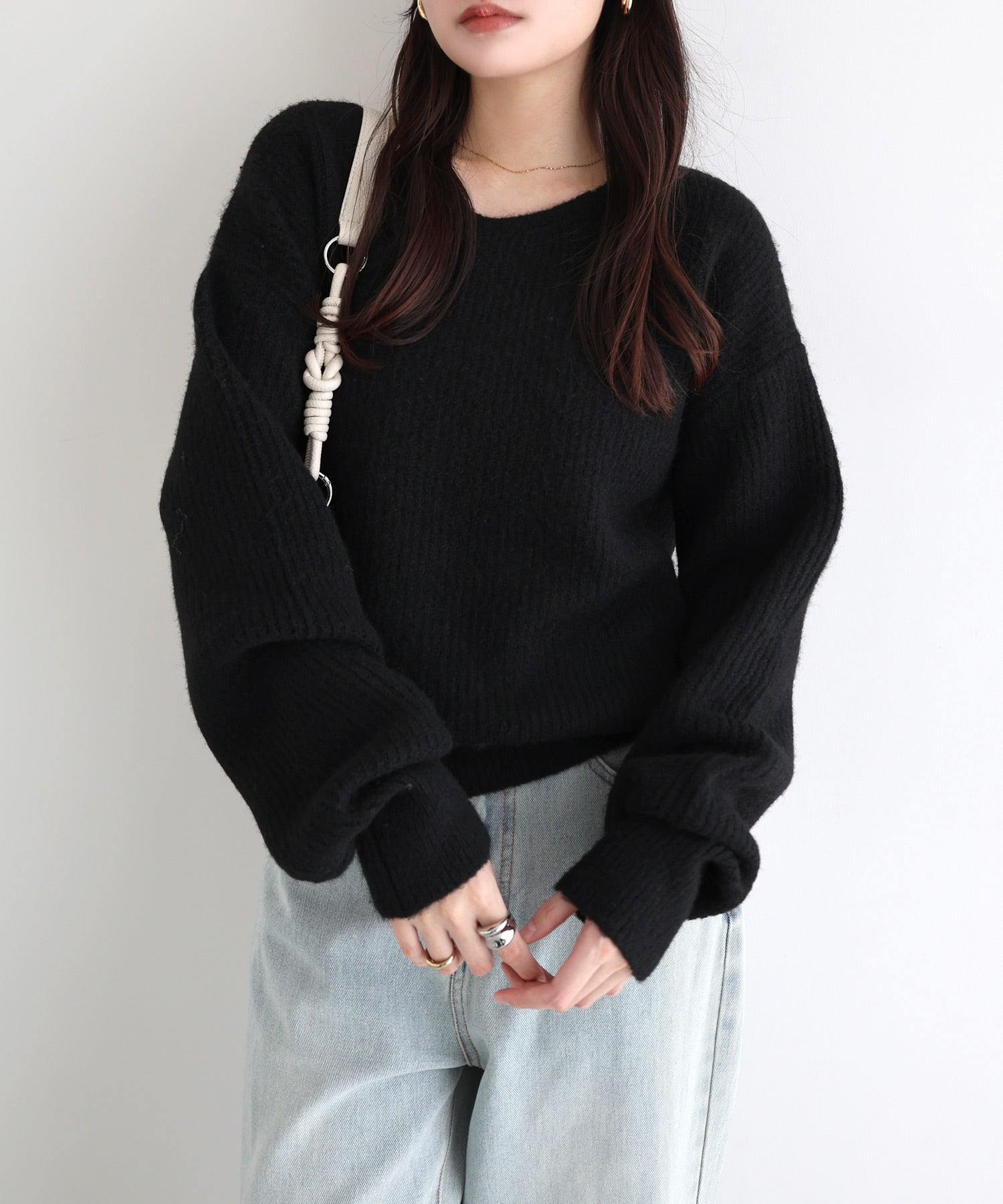 アンドミー andme 同色 マフラー付き ニット トップス （ブラック） ブラック