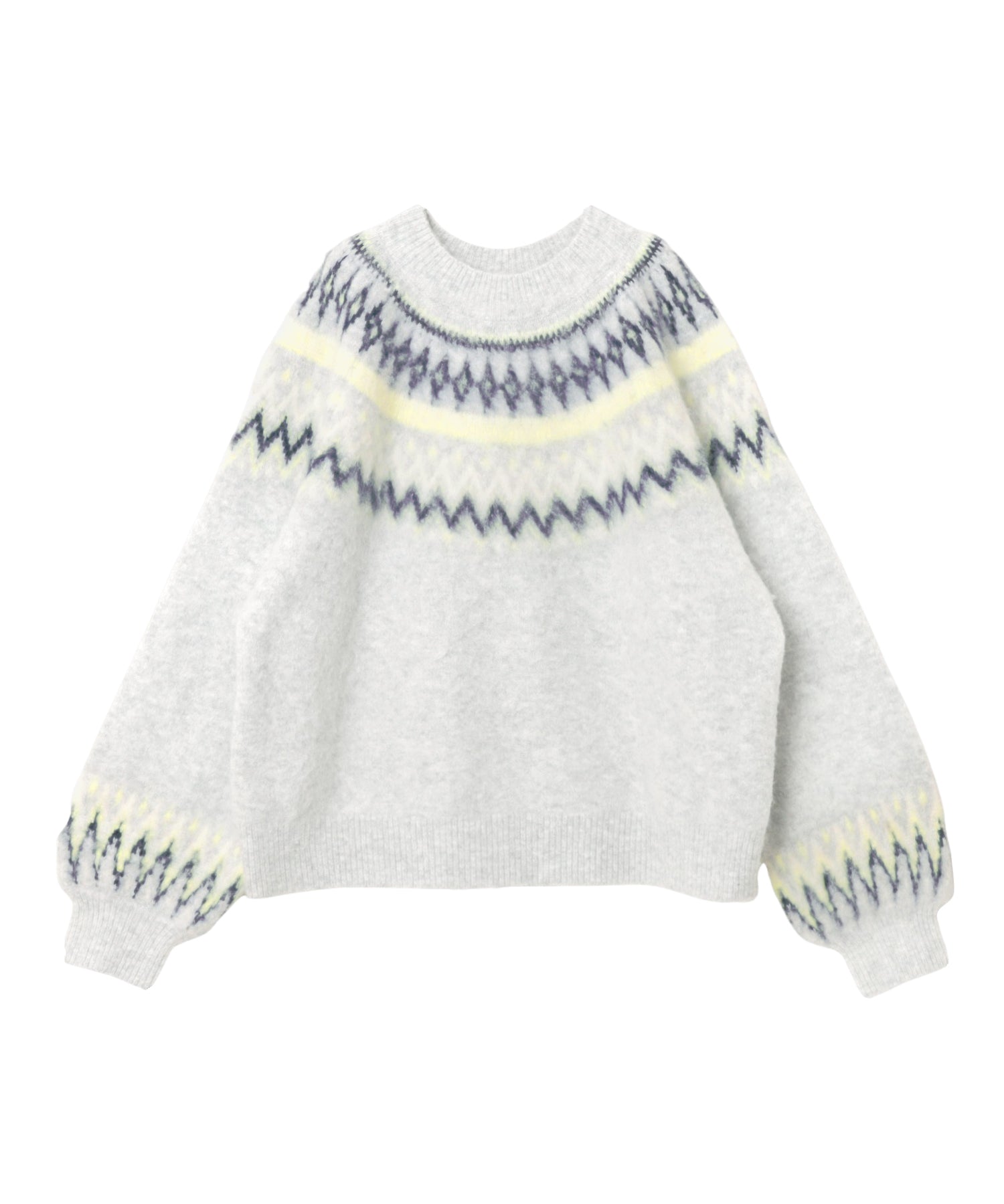 アンドミー andme ノルディック柄 長袖 ニット トップス （オフホワイト） オフホワイト