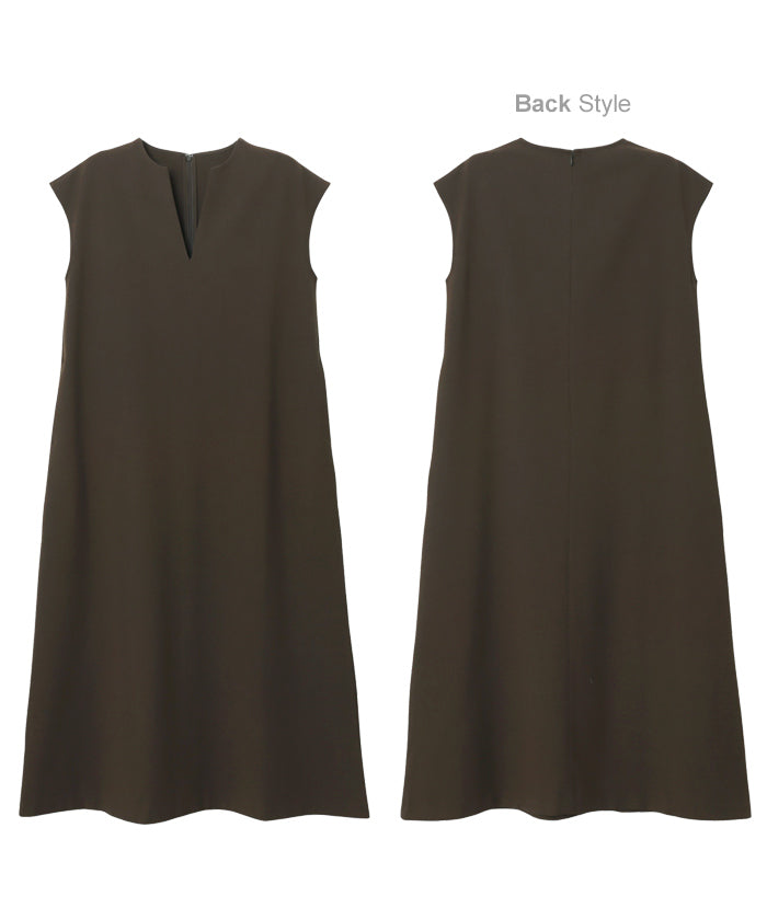 アンドミー andme ウール混 Vネック ロング ワンピース （ブラック） ブラック