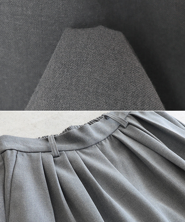 アンドミー andme ウール混 タック ワイド パンツ （グレー） グレー