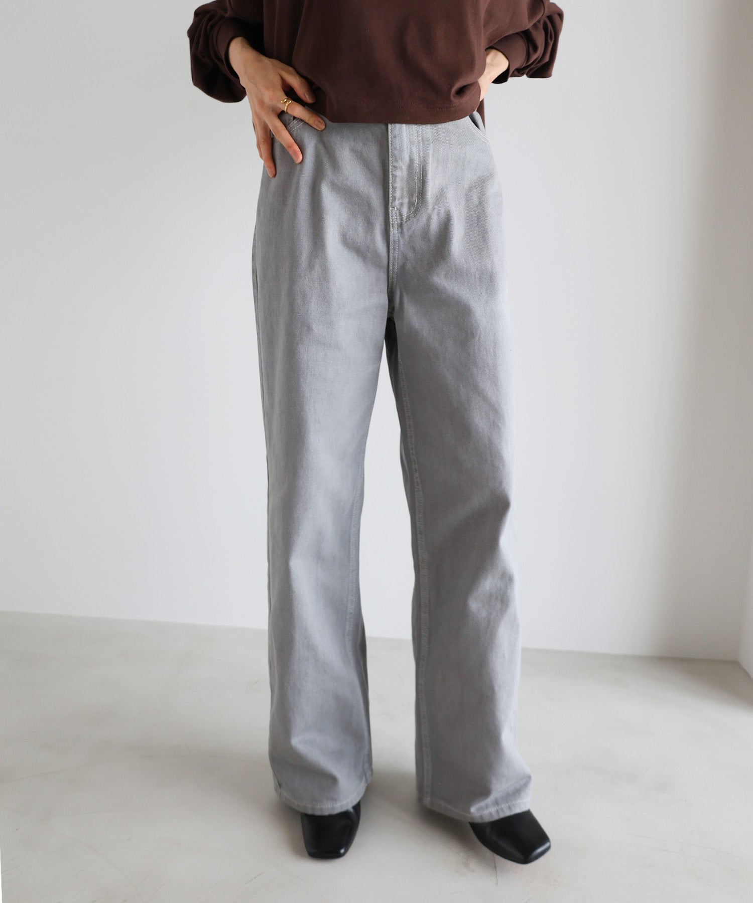 アンドミー andme ツイル カーブ パンツ【4サイズ展開 S/M/L/XL】evernavy エバーネイビー （アイスグレー） アイスグレー