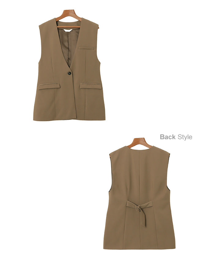 アンドミー andme ノーカラー ツイル ジャケット ベスト Freesia フリージア （モカブラウン） モカブラウン