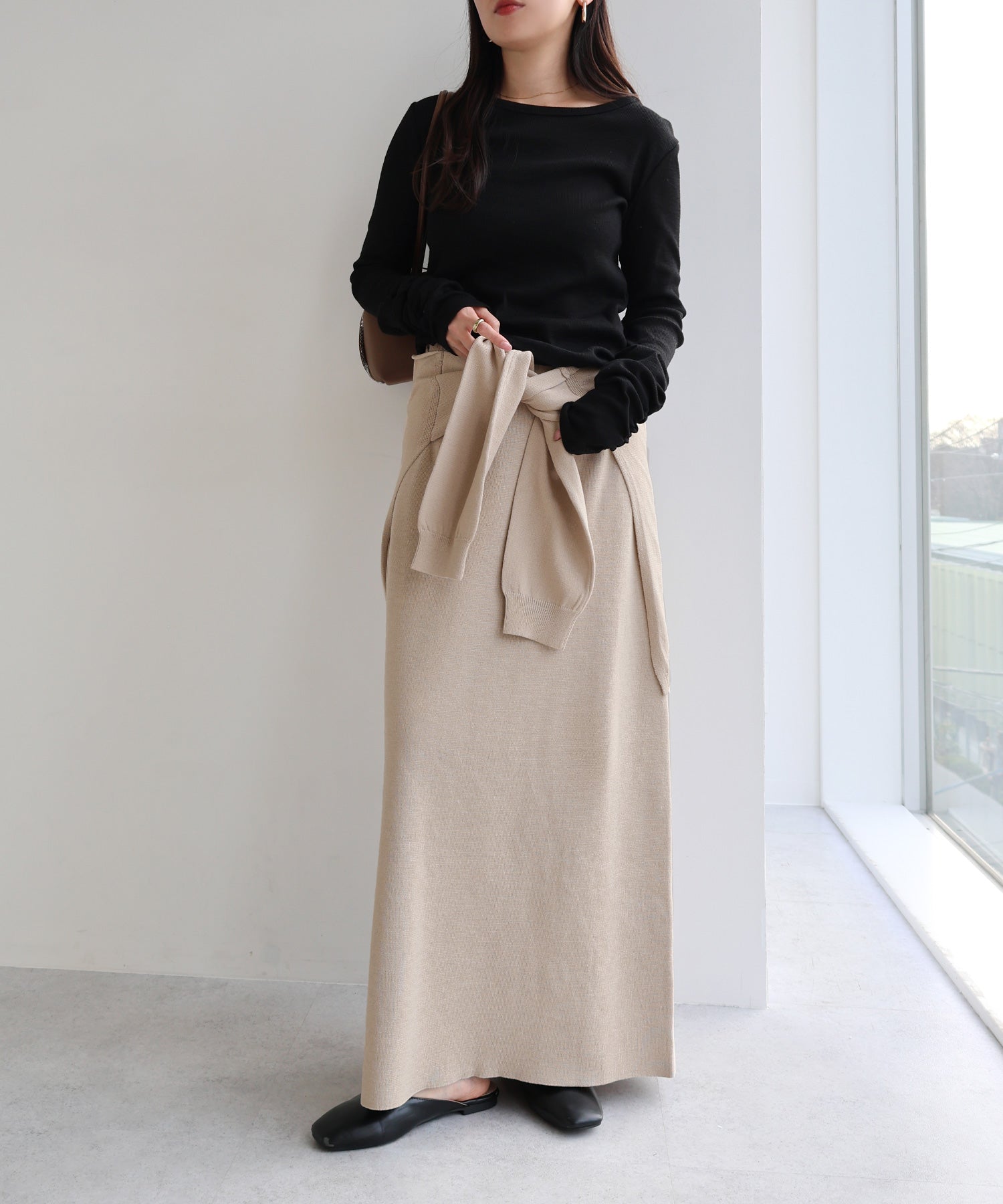 アンドミー andme フェイク レイヤード ニット スカート （ライトベージュ） ライトベージュ