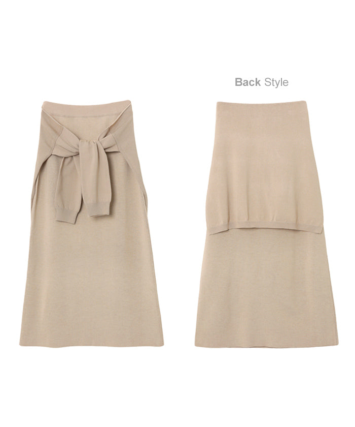 アンドミー andme フェイク レイヤード ニット スカート （ライトベージュ） ライトベージュ