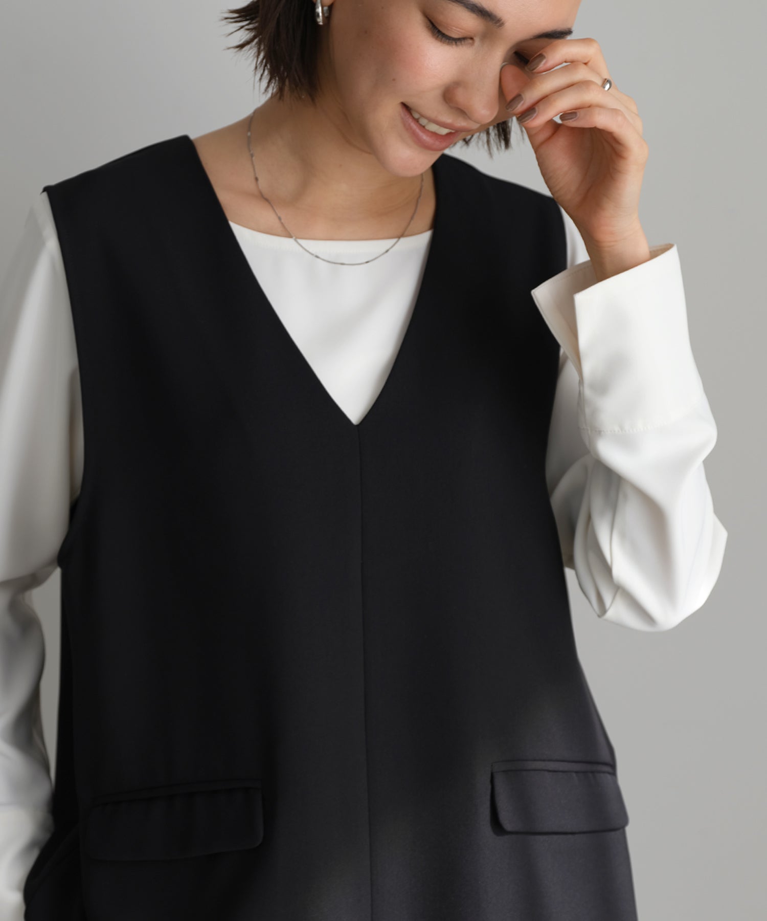 アンドミー andme ダブル クロス Tブラウス evernavy エバーネイビー