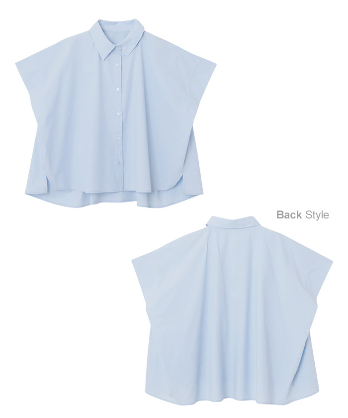 アンドミー andme コットン タックスリーブ シャツ ブラウス evernavy エバーネイビー （サックスブルー） サックスブルー