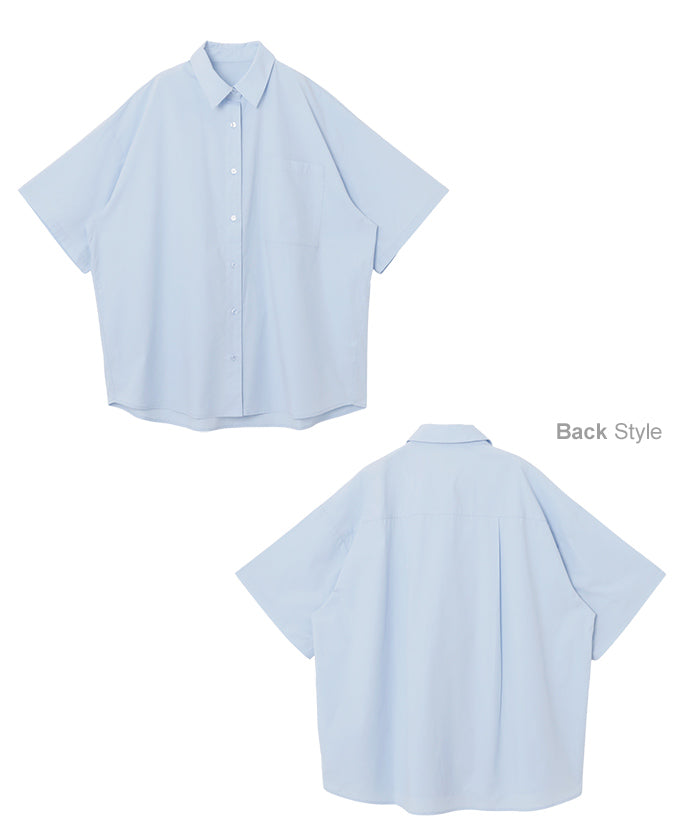 アンドミー andme コットン オーバーサイズ 半袖 シャツ ブラウス evernavy エバーネイビー （サックスブルー） サックスブルー