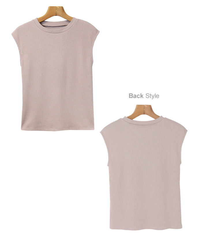 andme Telecorib crew neck French sleeve T-shirt