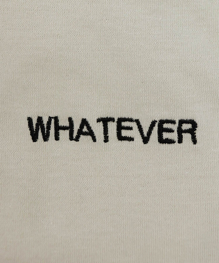 アンドミー andme WHATEVERロゴ刺繍フレンチスリーブTシャツ