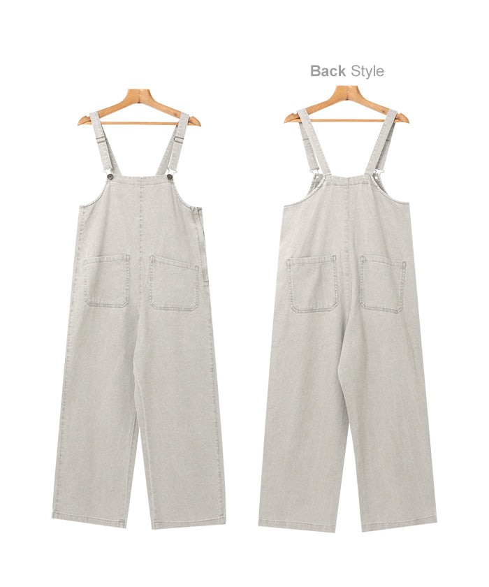 andme Cotton Twill Double Pocket Wide Overalls All-in-one
