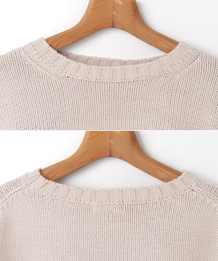 andme Acrylic Jersey Knit Long Sleeve Knit Top