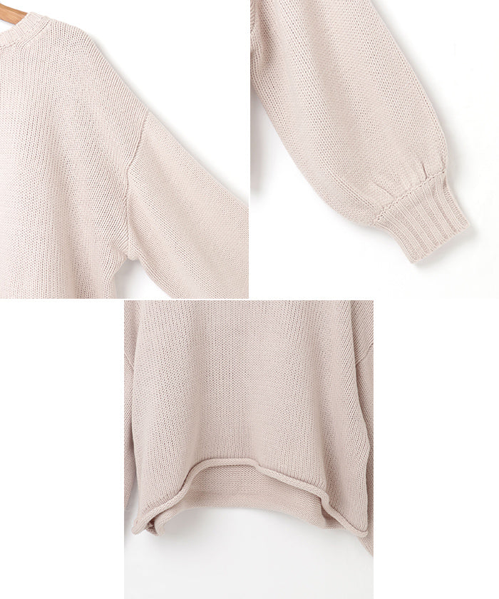 andme Acrylic Jersey Knit Long Sleeve Knit Top