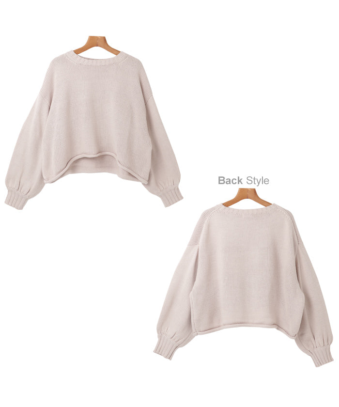 andme Acrylic Jersey Knit Long Sleeve Knit Top