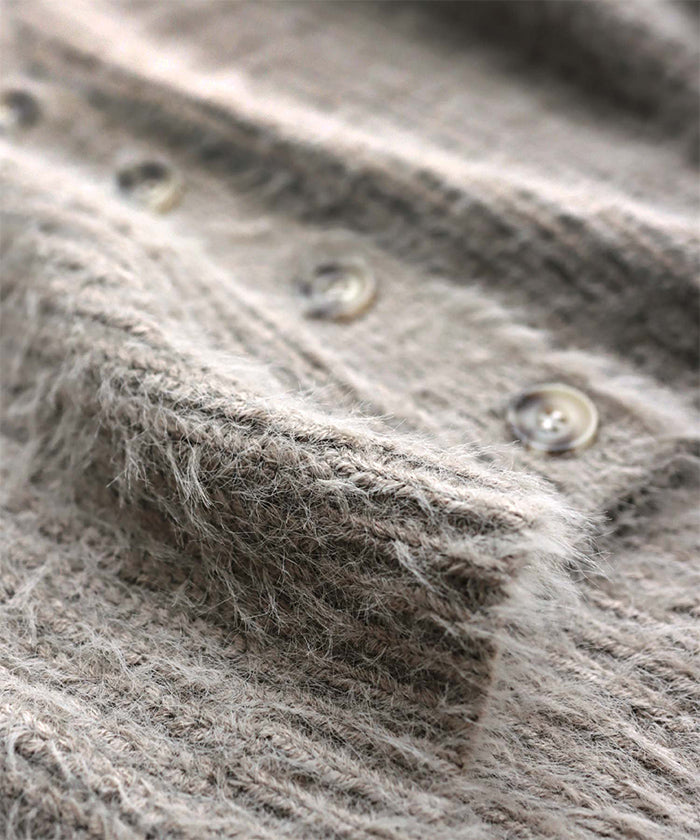 アンドミー andme フェザーヤーン片畦編み長袖ニットカーディガン トップス