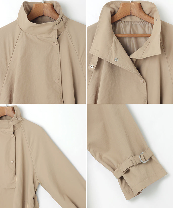 andme nylon 2way stand collar trench coat