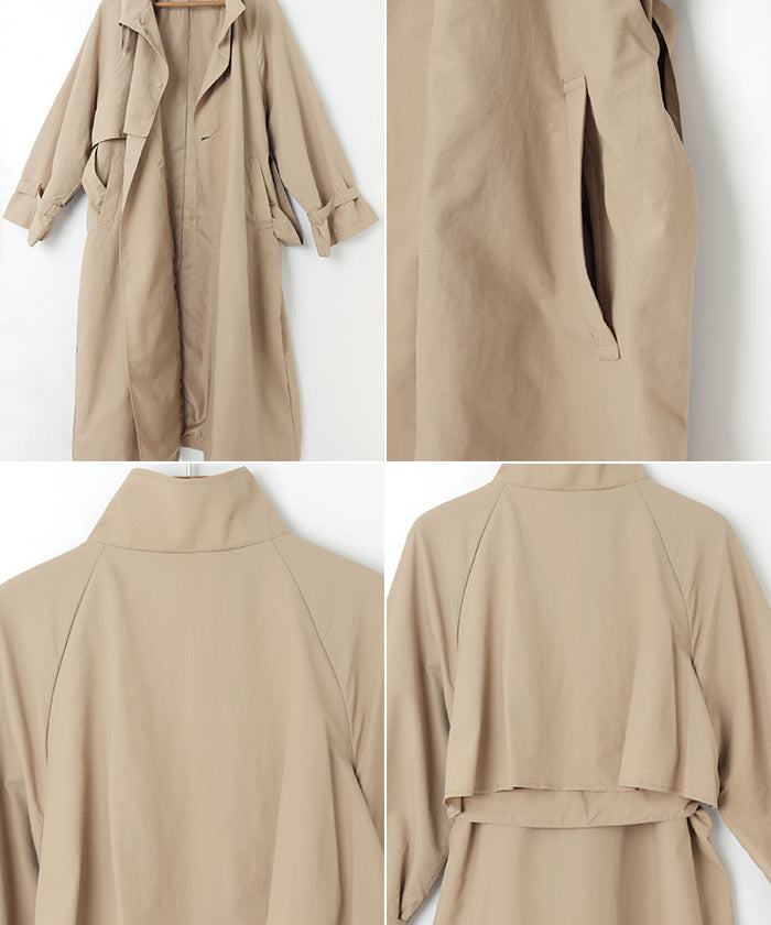 andme nylon 2way stand collar trench coat
