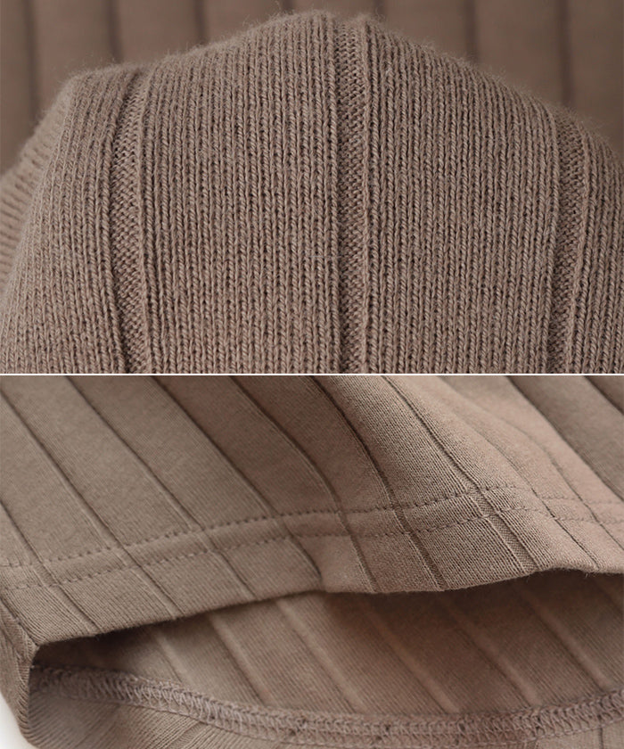 アンドミー andme コットンフライスフレンチスリーブワイドリブトップス