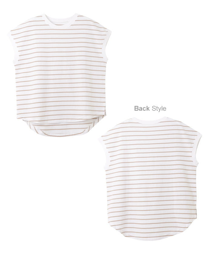 andme Cotton Jersey French Sleeve Short Sleeve Border T-Shirt