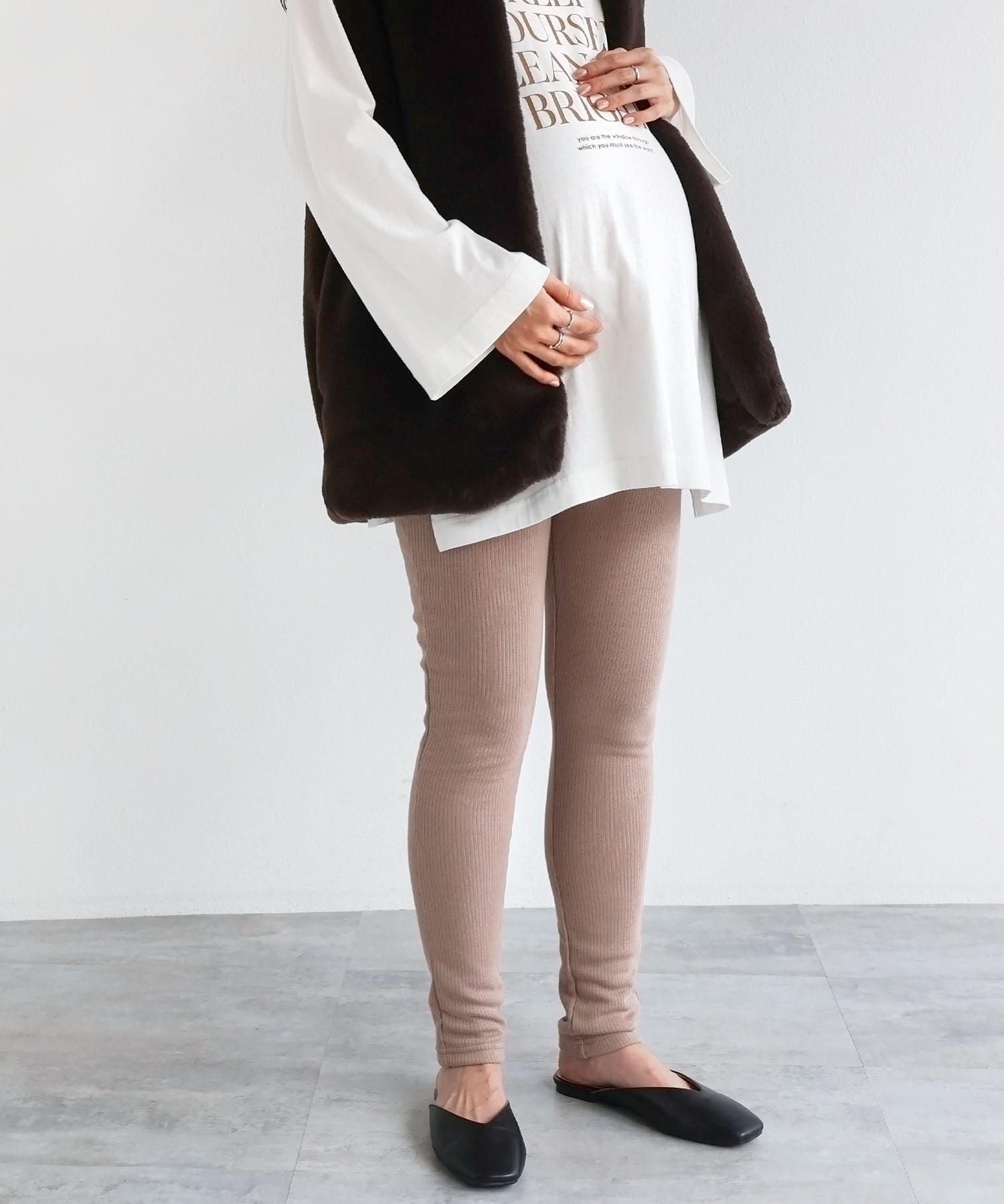 andme fleece-lined terry maternity leggings pants