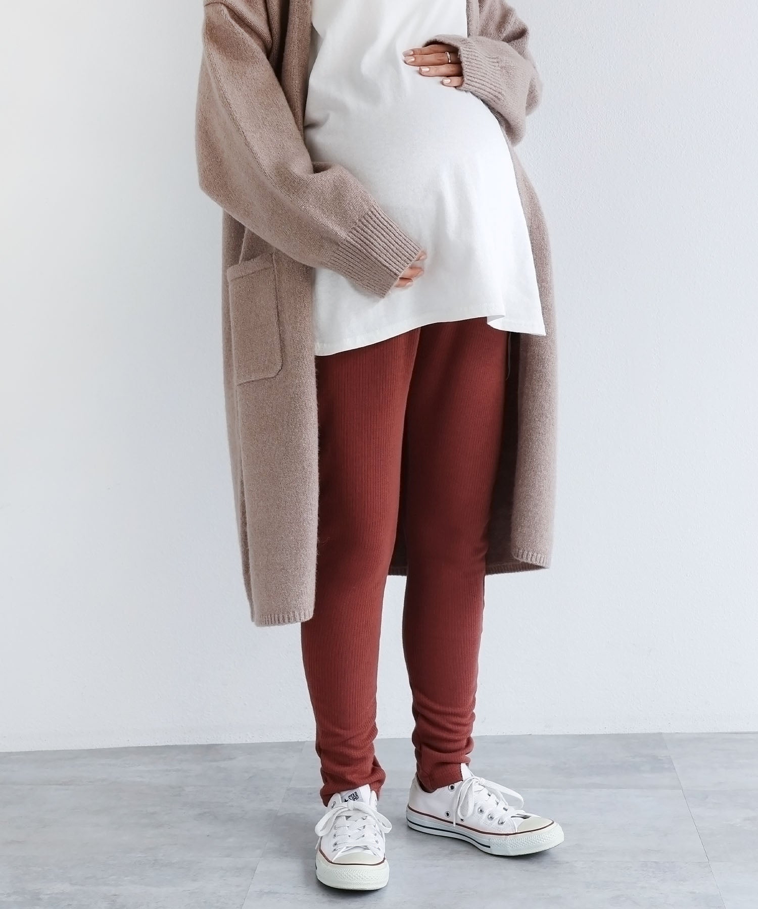 andme fleece-lined terry maternity leggings pants