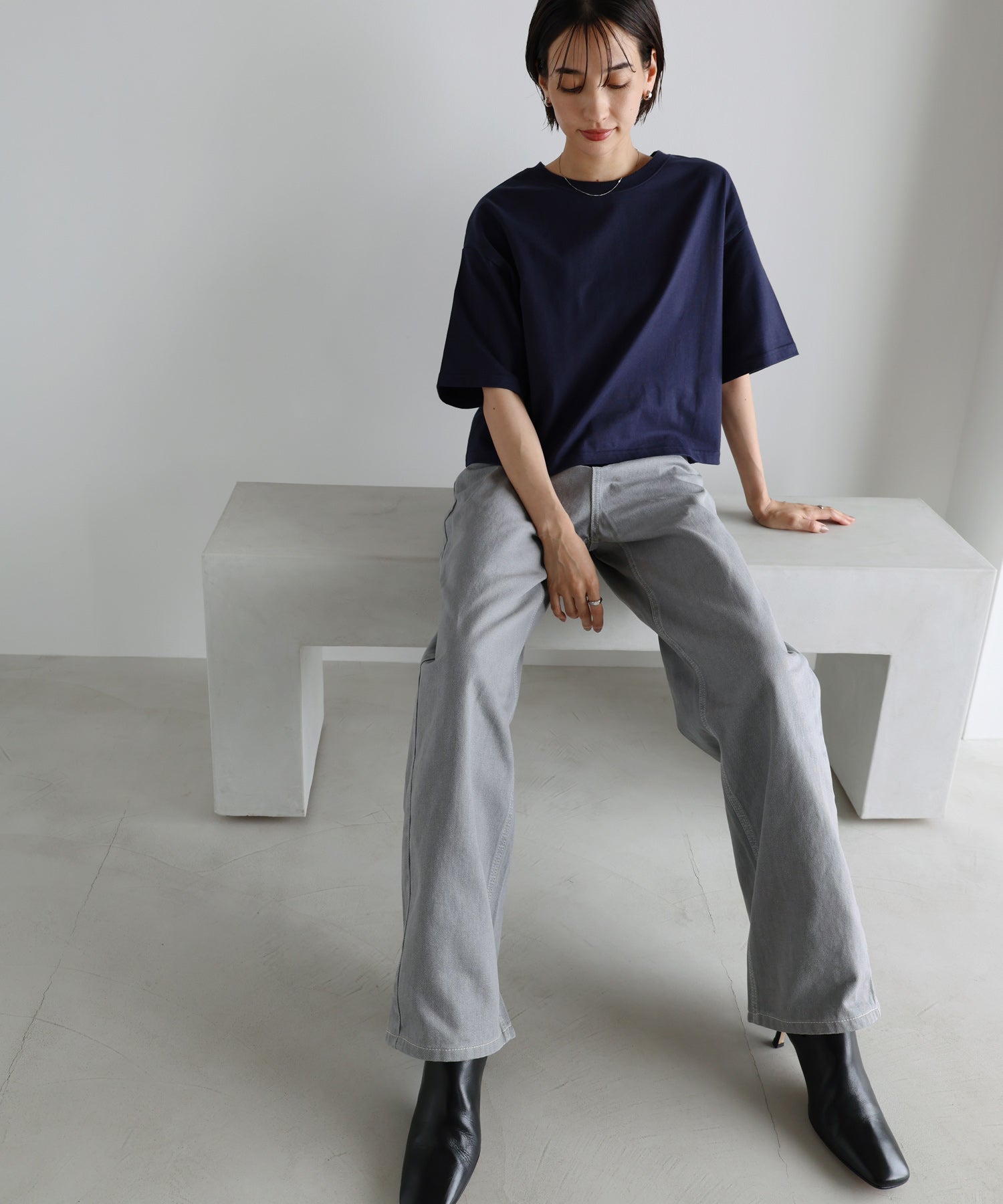 アンドミー andme オーバーサイズ Tシャツ （ネイビー） ネイビー