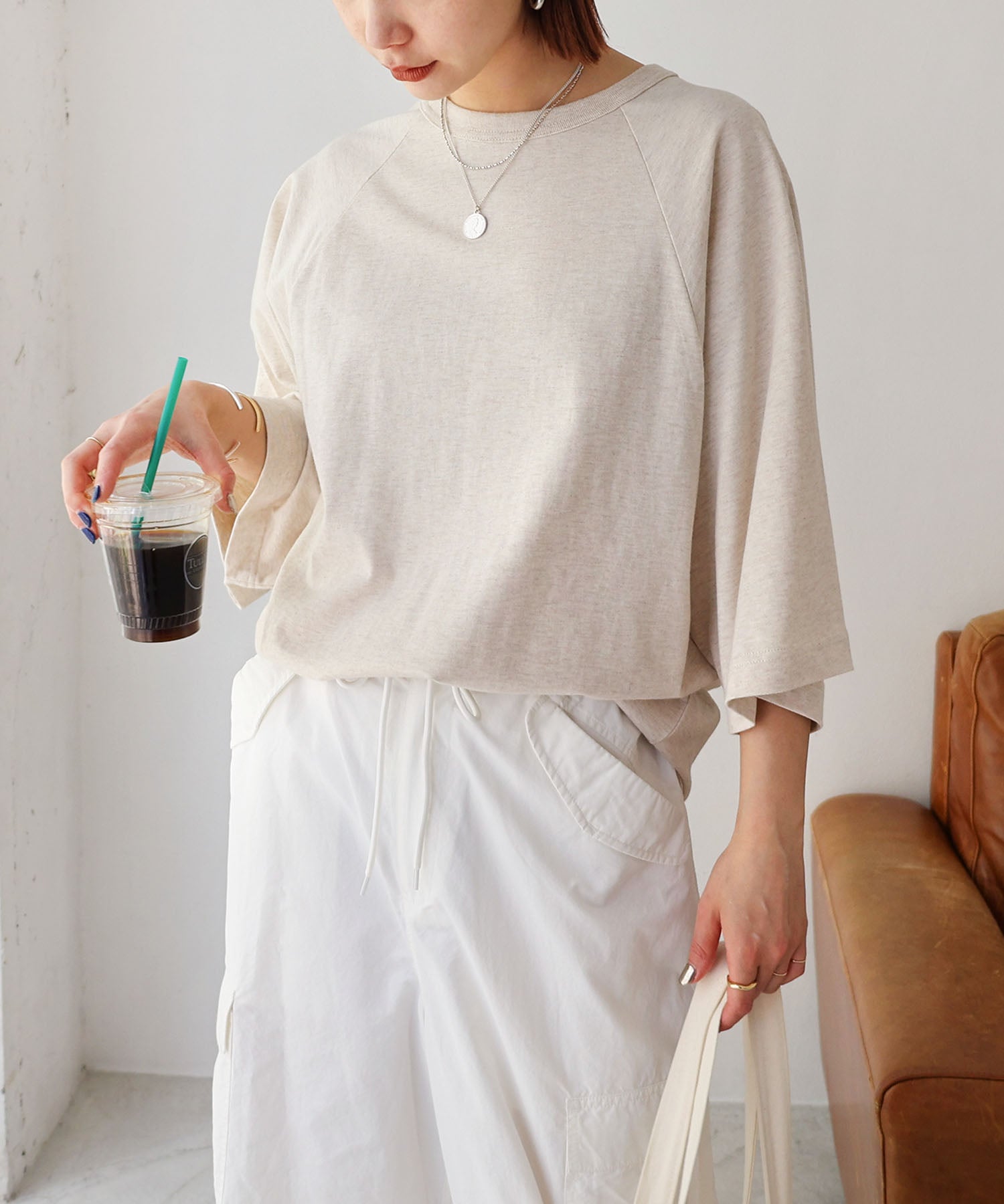アンドミー andme バックロゴ ラグラン オーバーサイズ Tシャツ