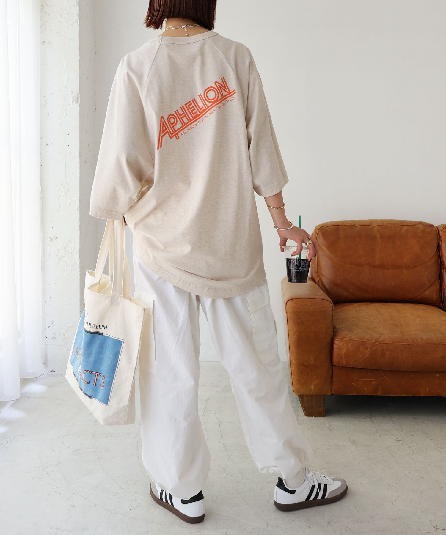 アンドミー andme バックロゴ ラグラン オーバーサイズ Tシャツ