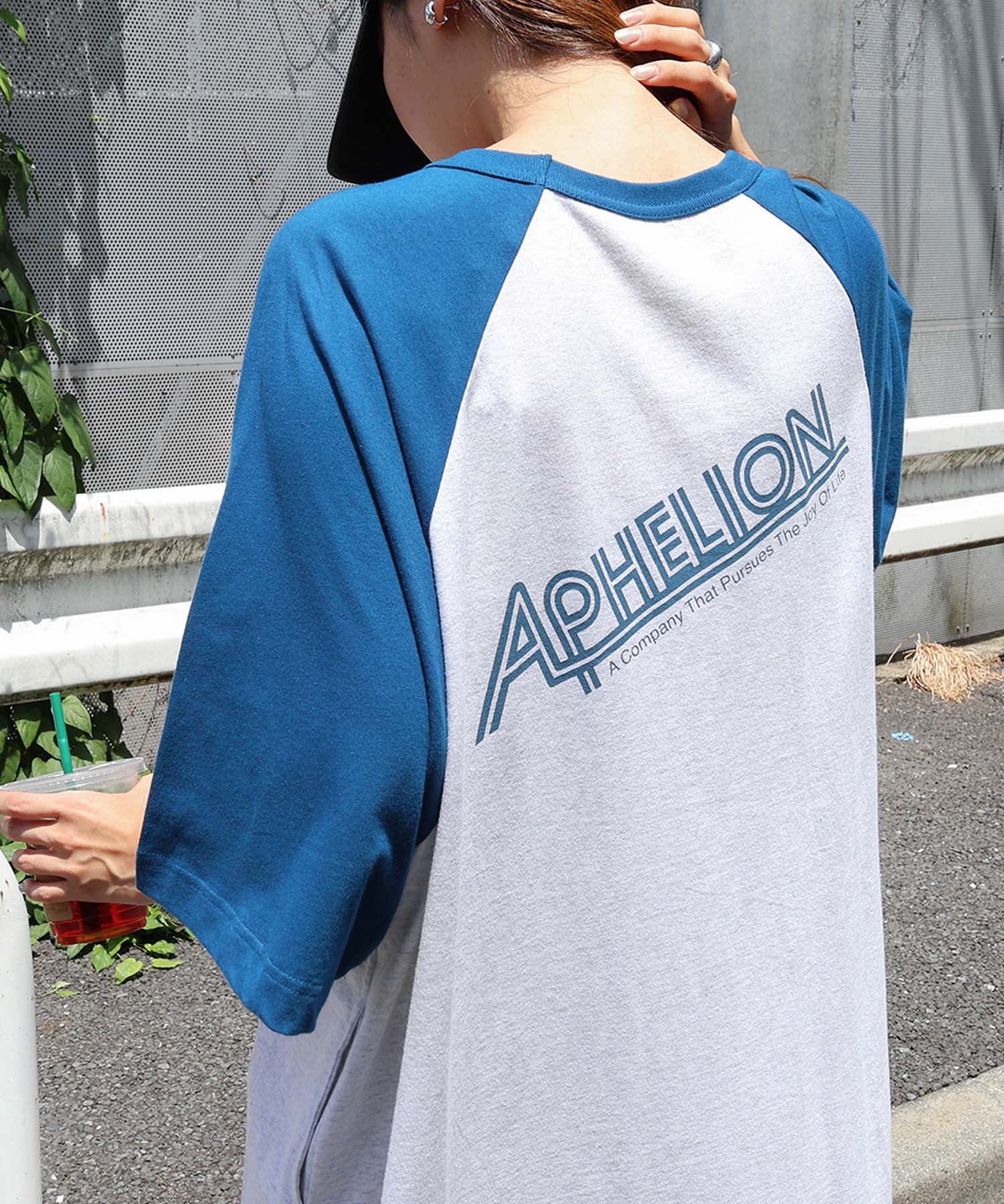アンドミー andme 配色ラグラン 半袖 Tシャツワンピース