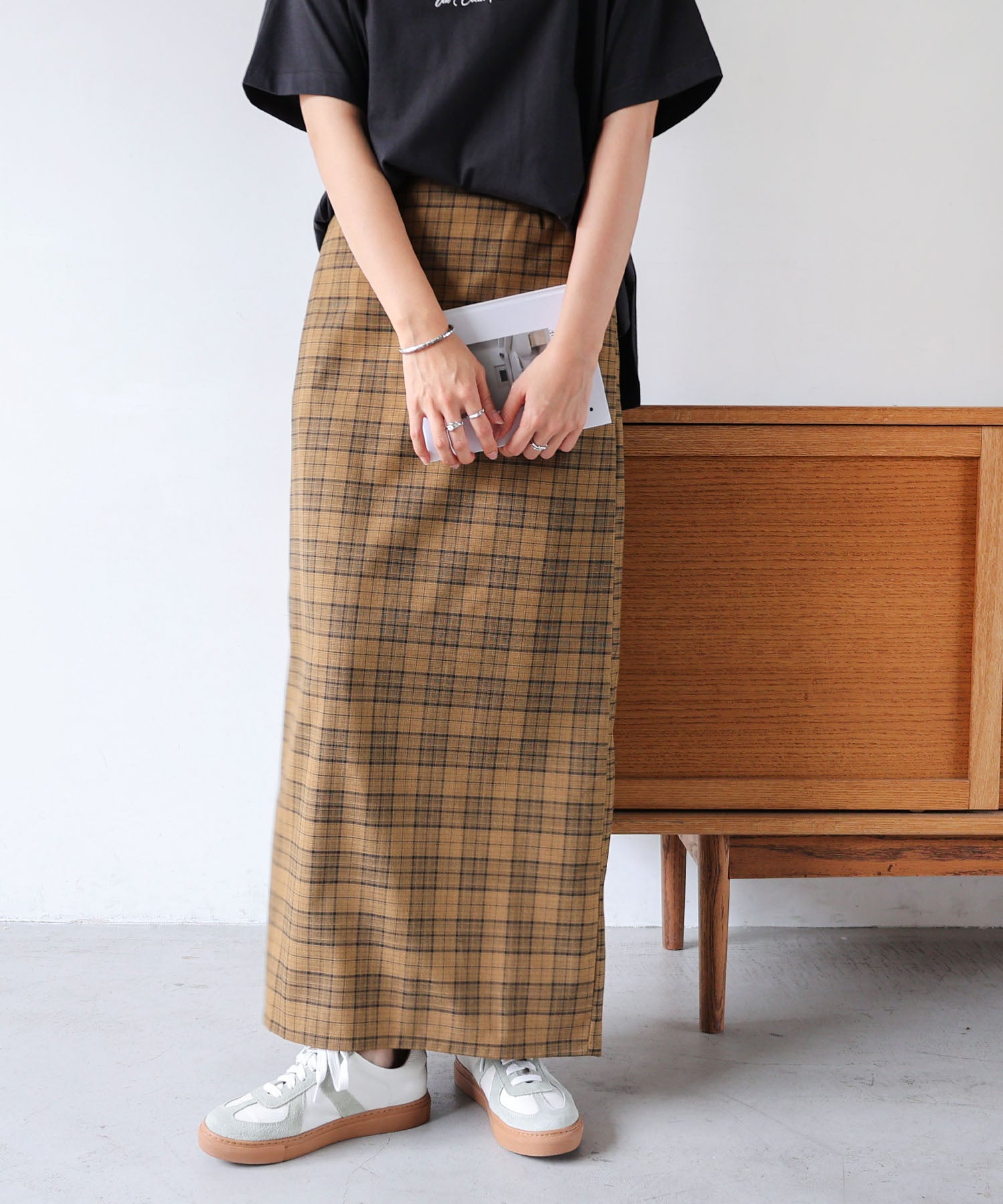 andme Checkered Tight Skirt