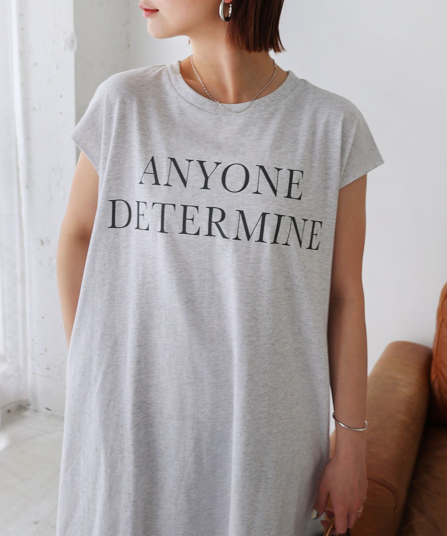 andme Logo Print French Sleeve T-Shirt Dress