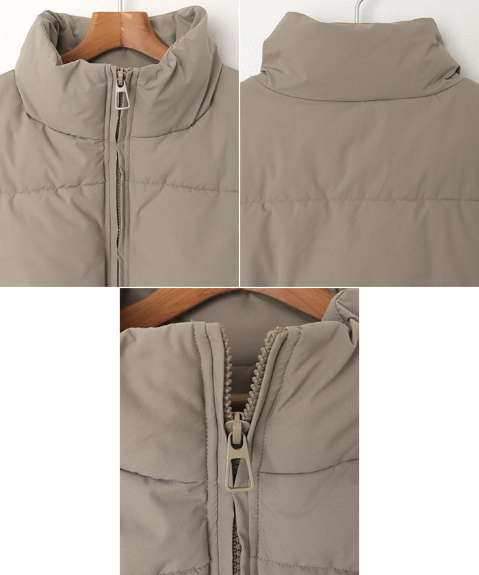 andme Stand Collar Faux Down Padded Vest