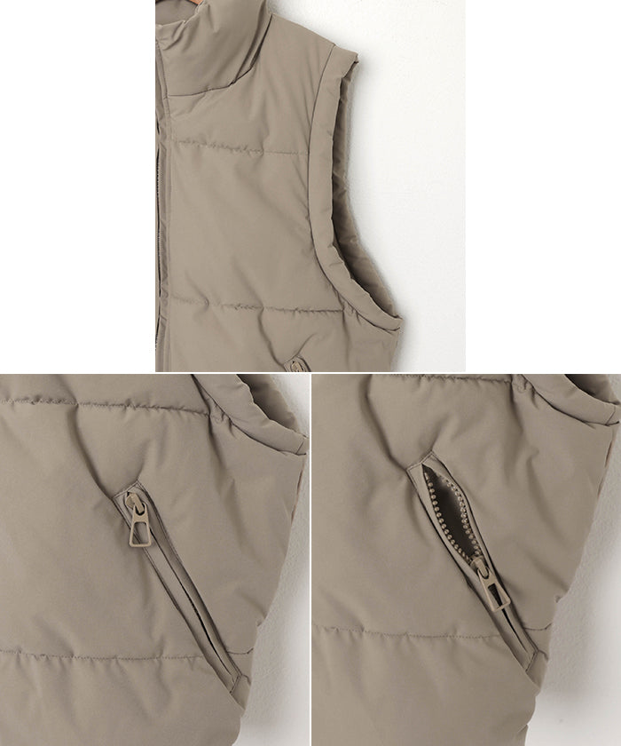 andme Stand Collar Faux Down Padded Vest
