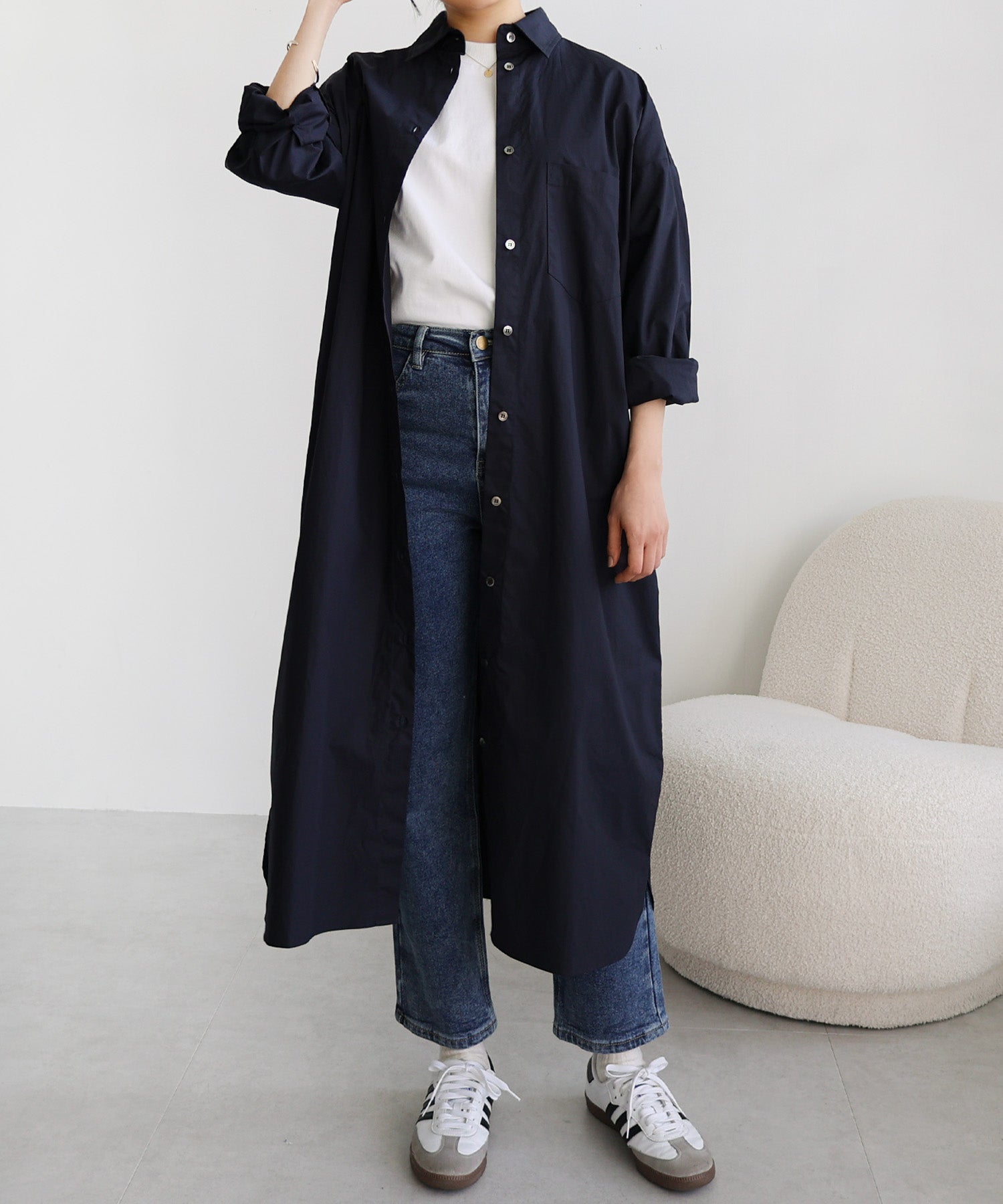 アンドミー andme コットン オーバーサイズ 長袖 シャツ ワンピース