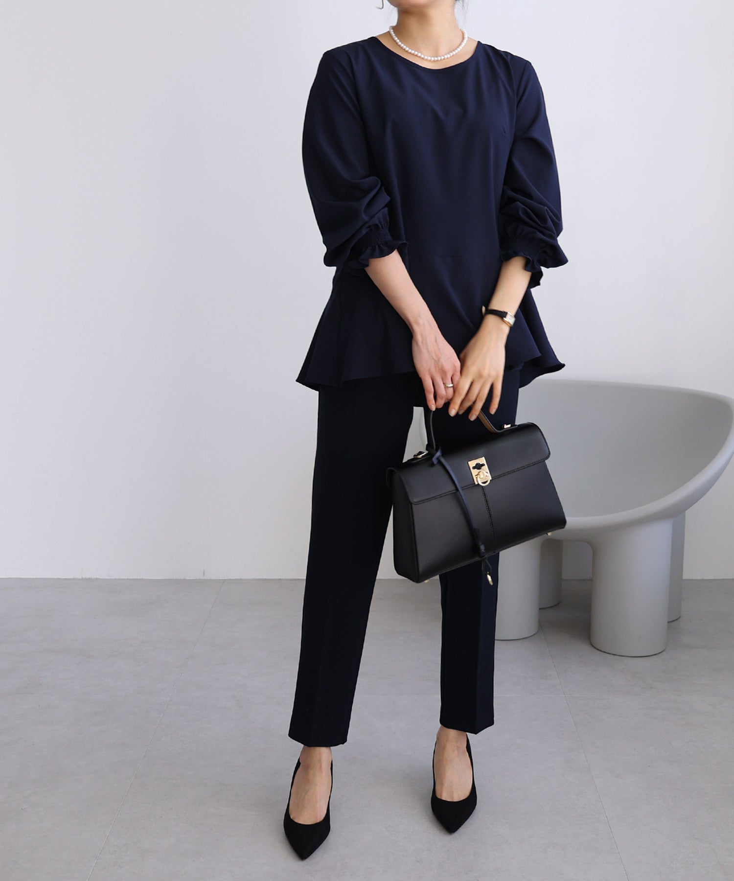 アンドミー andme ペプラム ブラウス