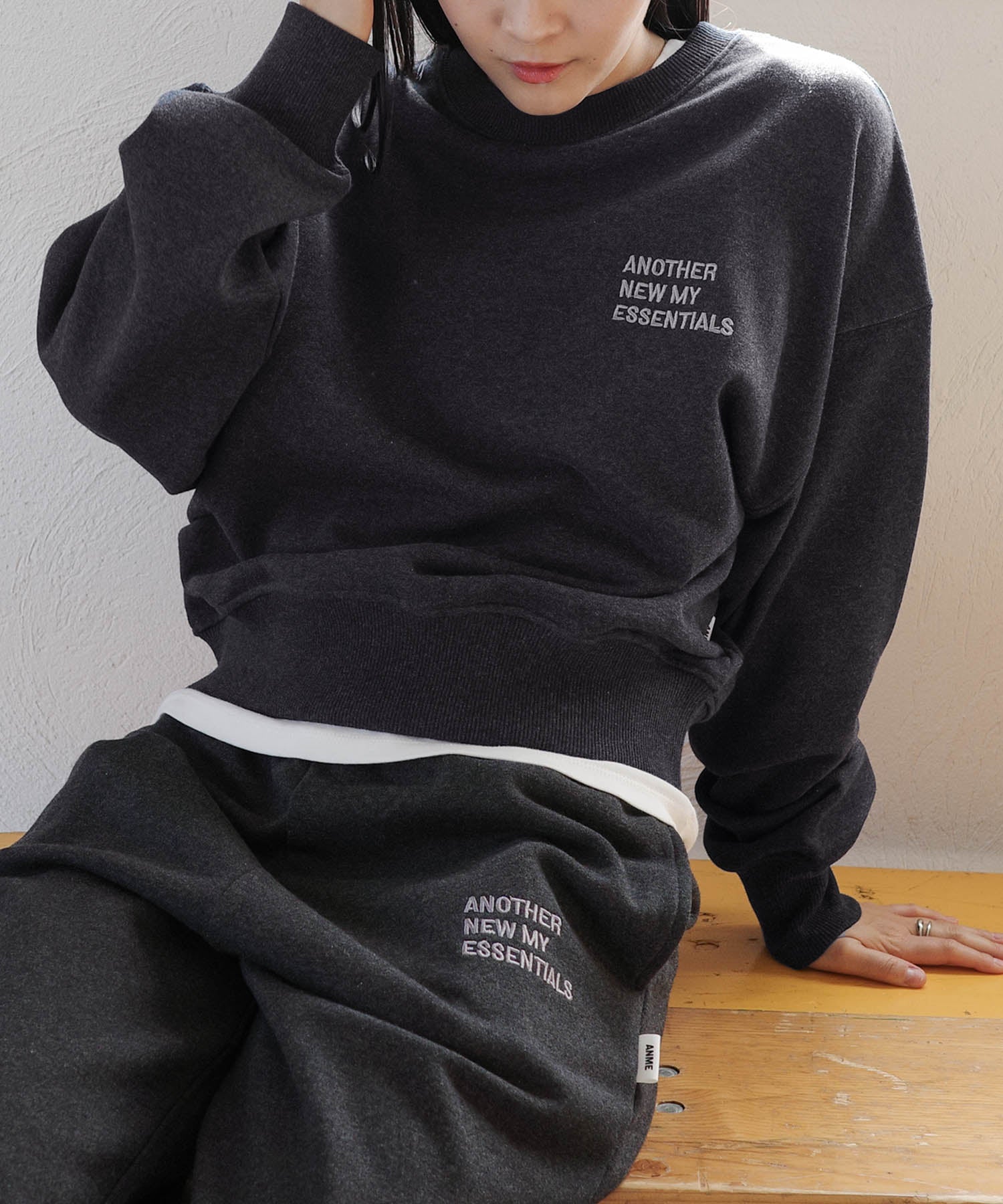 アンドミー andme ANME ロゴ刺繍入り 裏毛 スウェット トップス （オートミール杢） アンドミー andme ANME ロゴ刺繍入り 裏毛 スウェット トップス