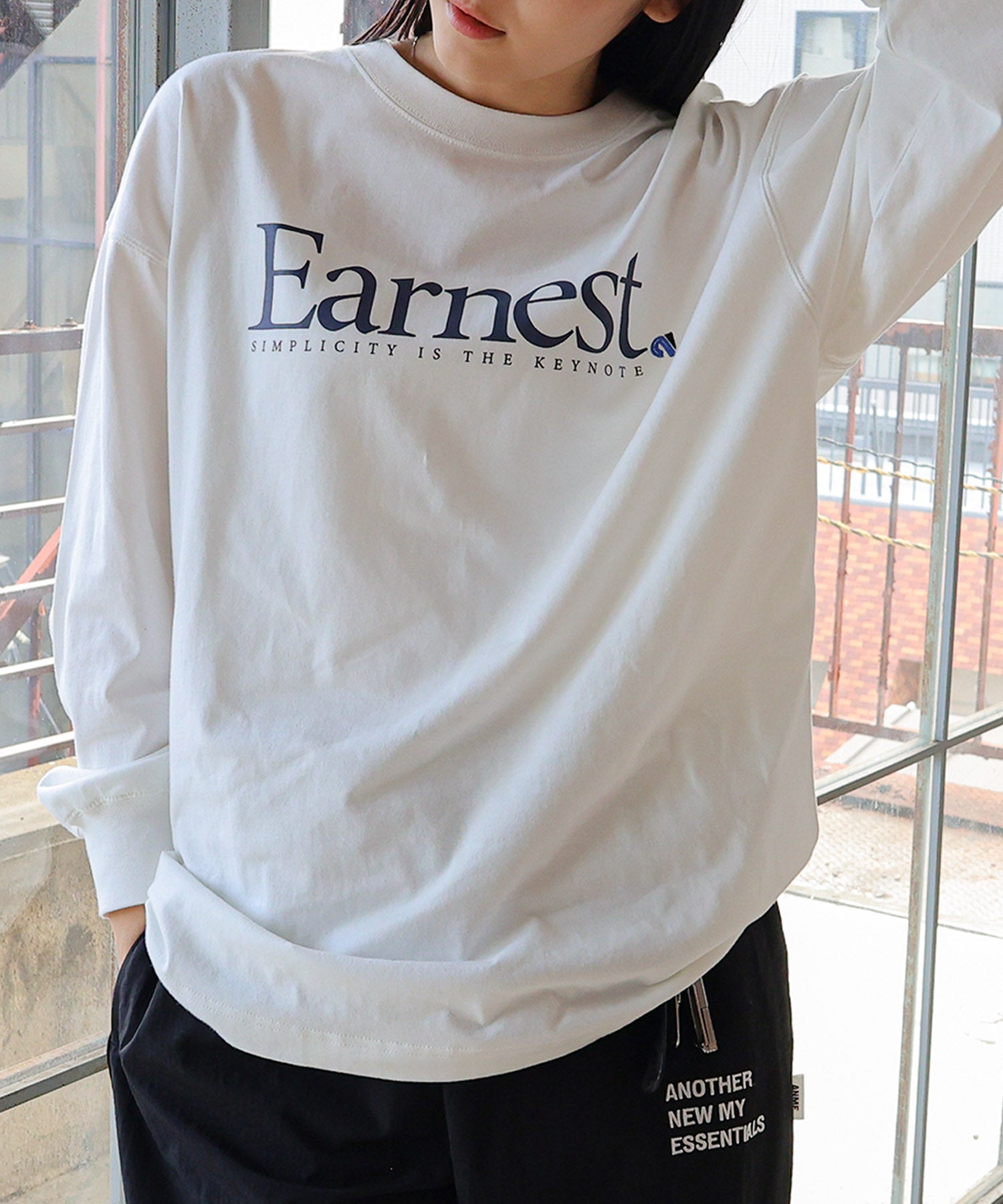 andme Earnest logo print long sleeve T-shirt