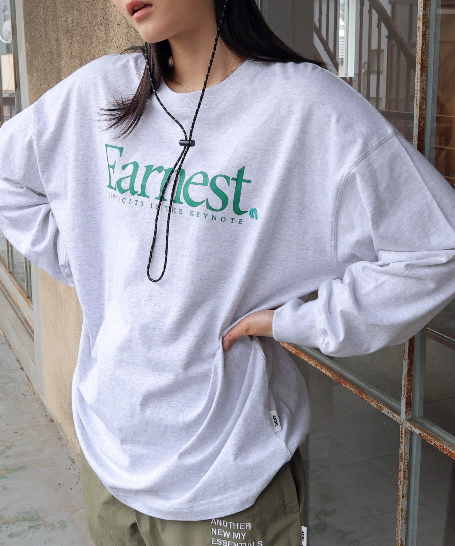 andme Earnest logo print long sleeve T-shirt