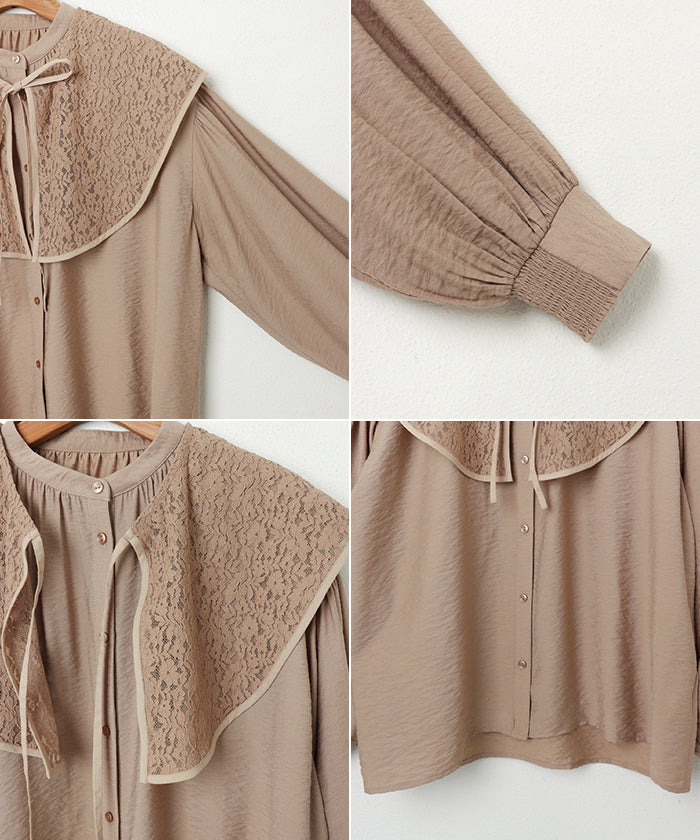 andme lace detachable collar 2way shirt blouse