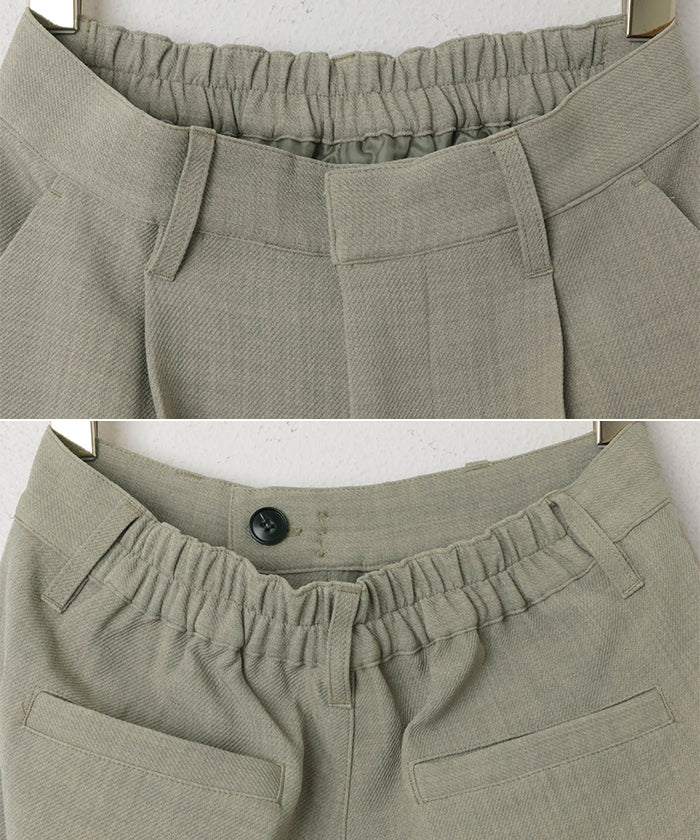 Andme linen-like knee slit slacks pants